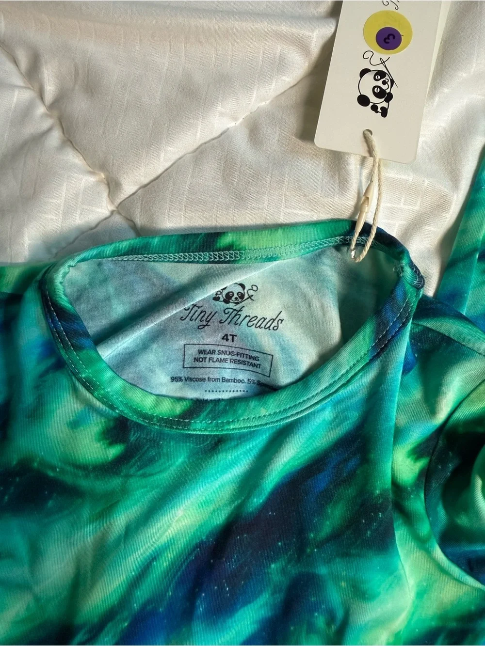 Bamboo Kids Long-Sleeve Green & Blue Swirl Pajama Set